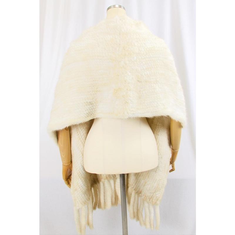 毛皮/パールミンク/編み込み/ストール/ショール ミンク 幅40cm大判  