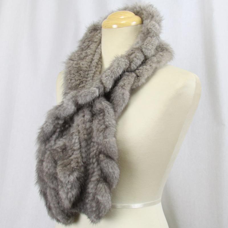 ミンクファーマフラーStunningLure濃い茶色 小物 