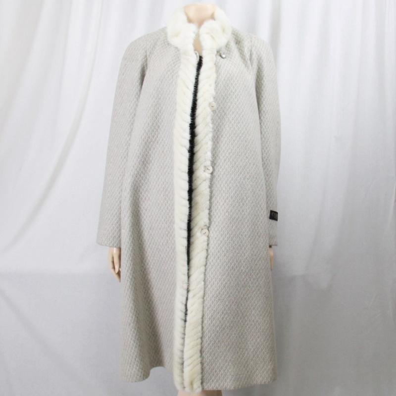 毛皮/ミンク/カシミヤ(100％)ロングコート ミンクトリミング リアルファー レディース　アウター アウトレット | 