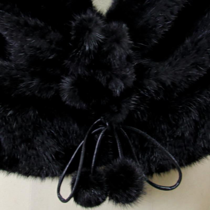 ☆豪華で華やかな可愛らしいミンクショールケープぼんぼり付 リアル