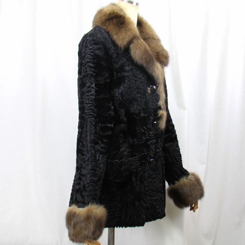 美品　ミンクファー　光沢あり　カラクール・ラム　ロングコート　豹柄　毛皮　柔らか 美品 ミンクファー 光沢あり カラクール・ラム ロングコート 豹柄 毛皮