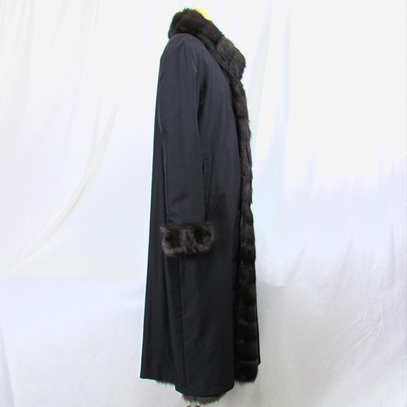 セーブル　リアルファー　毛皮コート　着丈89cm ファーコート　リバーシブル 毛皮 /セーブル/シルク100％ セーブルトリム シルク&セーブル