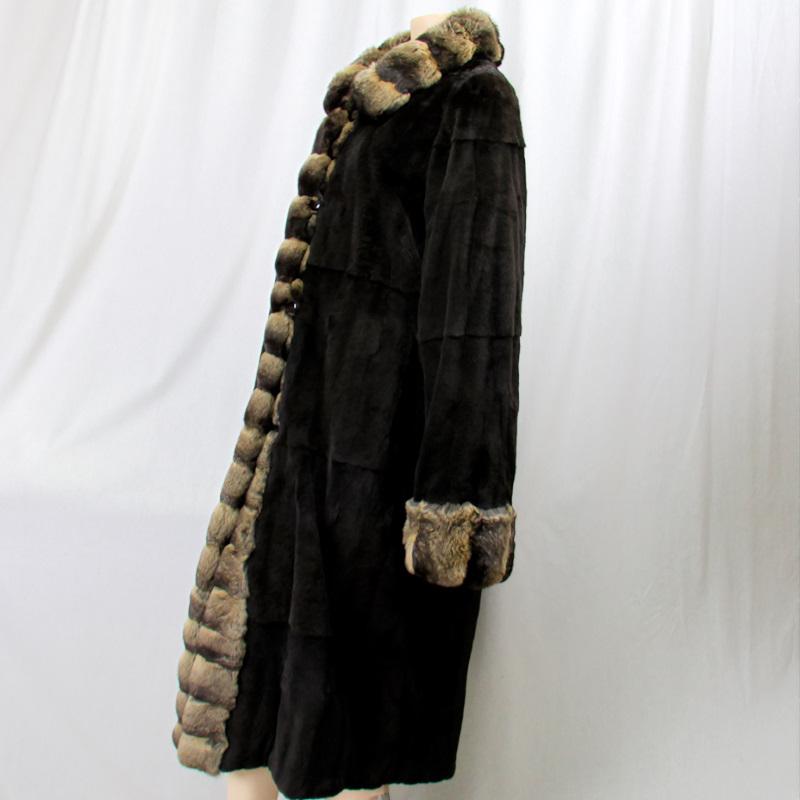 毛皮/チンチラ/ウイーゼル/シルク100％ リバーシブル ロングコート