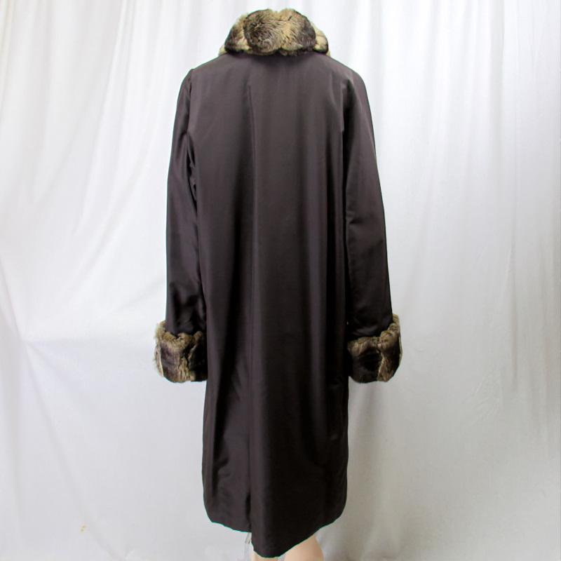 毛皮/チンチラ/ウイーゼル/シルク100％ リバーシブル ロングコート