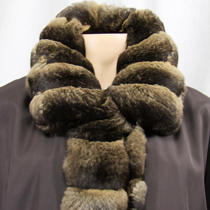 ラパントリム シェアードレッキスファーデザインハーフコート　Micky  リアル チンチラレッキストリム シェアードレッキスファー