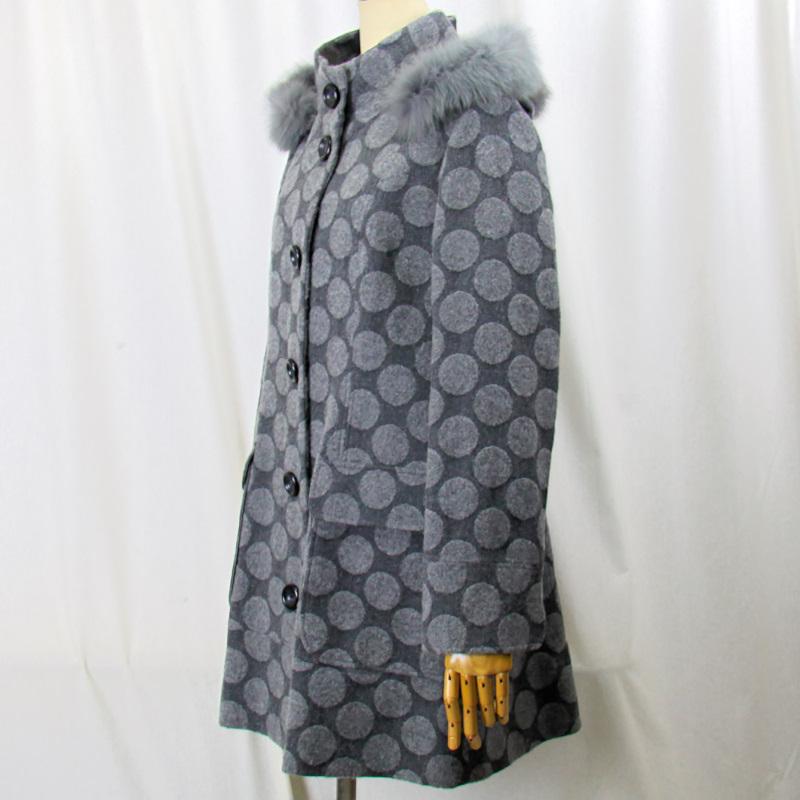 毛皮/フォックス　リアルファー　ウール 毛（１００％）　フード　フォックストリミング　コート　レディース　アウター |  | 03