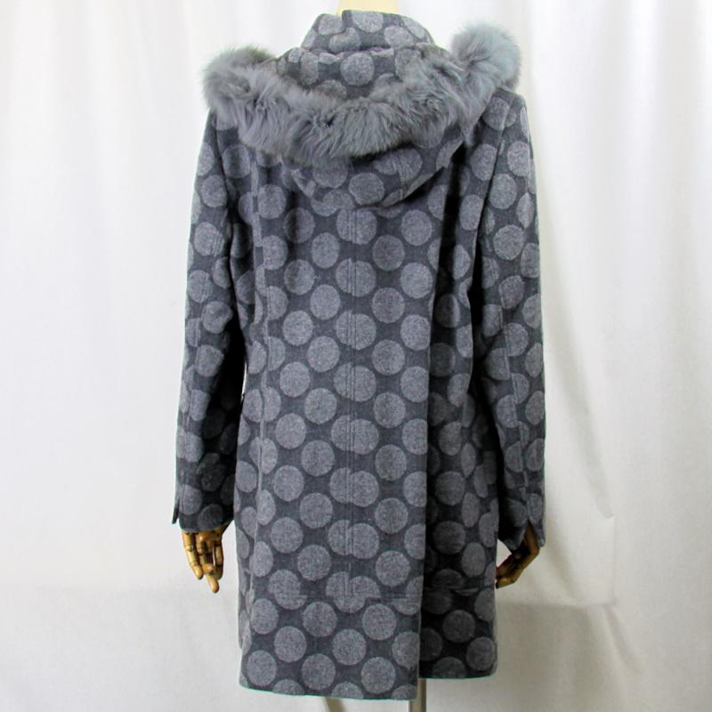 毛皮/フォックス　リアルファー　ウール 毛（１００％）　フード　フォックストリミング　コート　レディース　アウター |  | 04