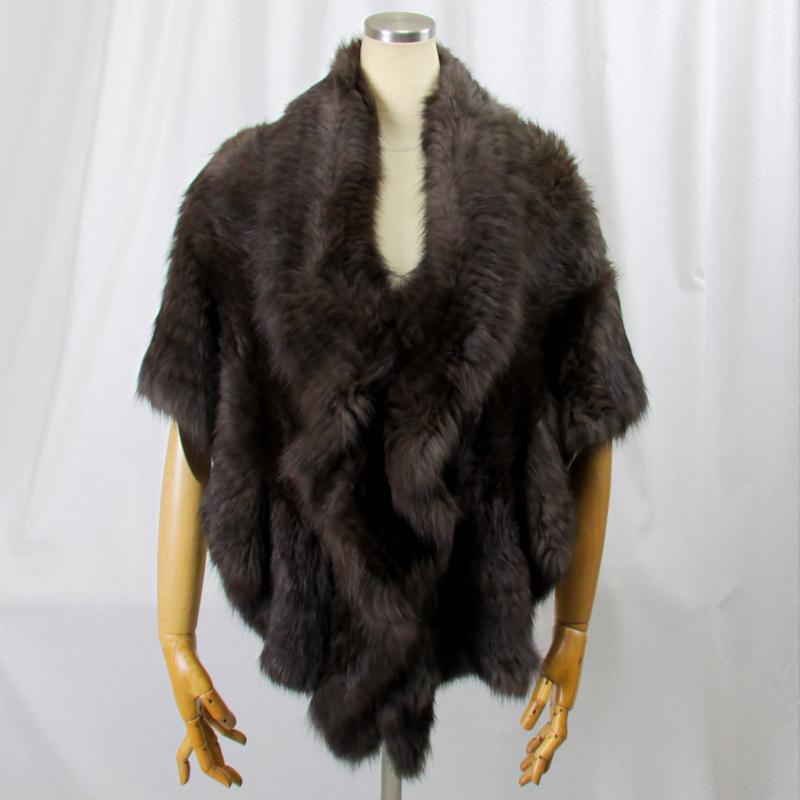 セーブルケープボレロ編み込みストールStallブランド毛皮ファー本皮革人気送別会大判レディース(No.308287) 毛皮/ファー/セーブル/ソボル/ロシアンセーブル ショール ケープ