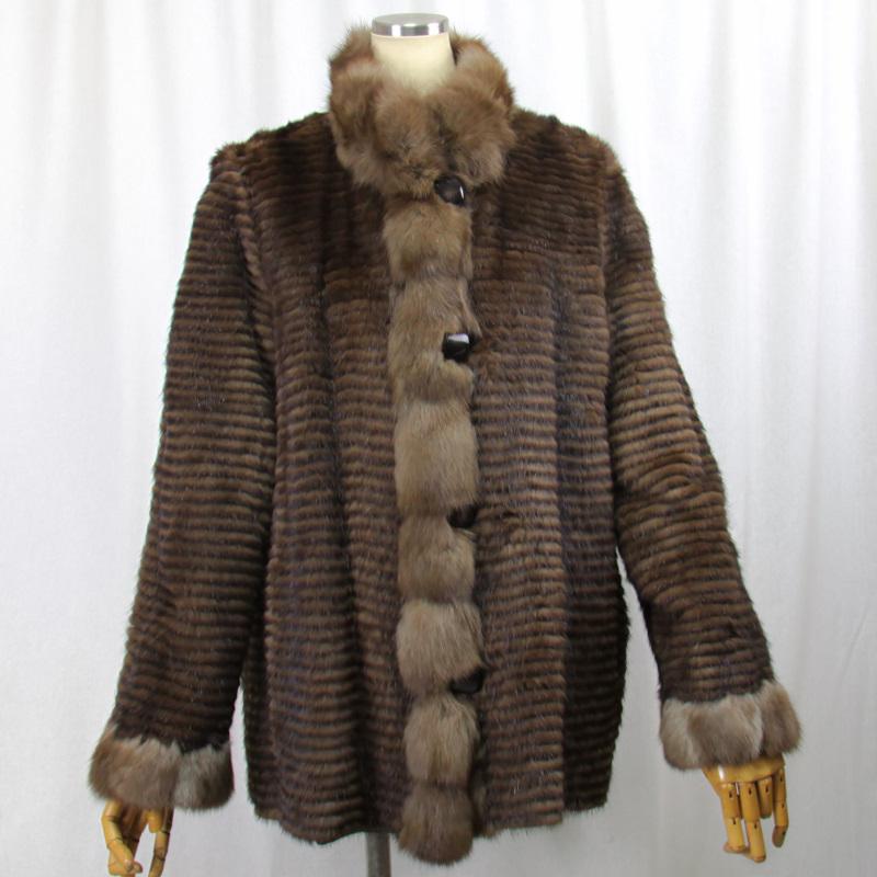 毛皮 /セーブル/ミンク/シルク100％ セーブルトリム ミンク