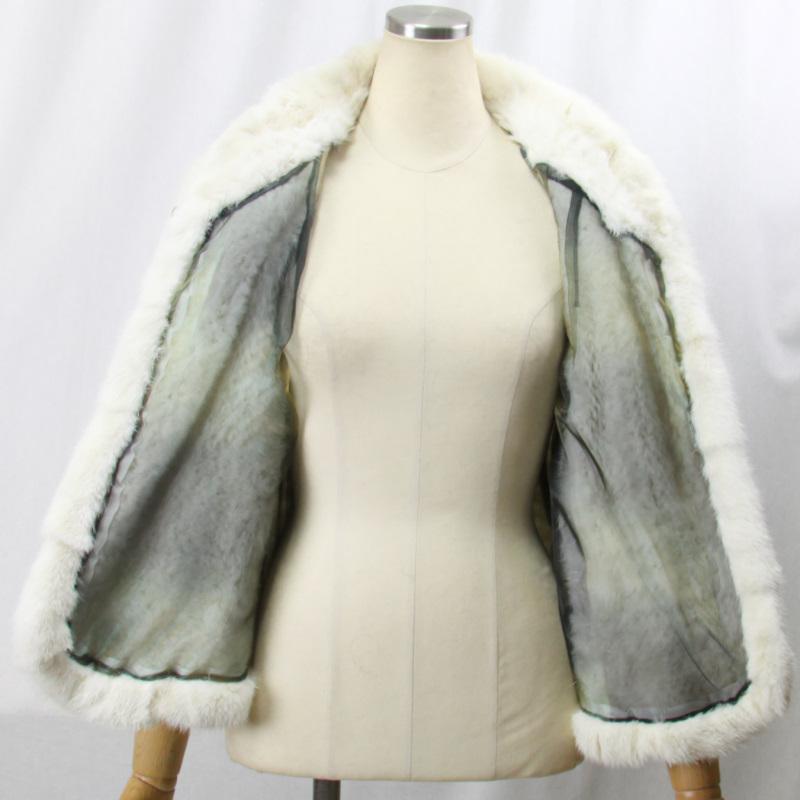 ホワイトミンク毛皮ショール風ボレロ