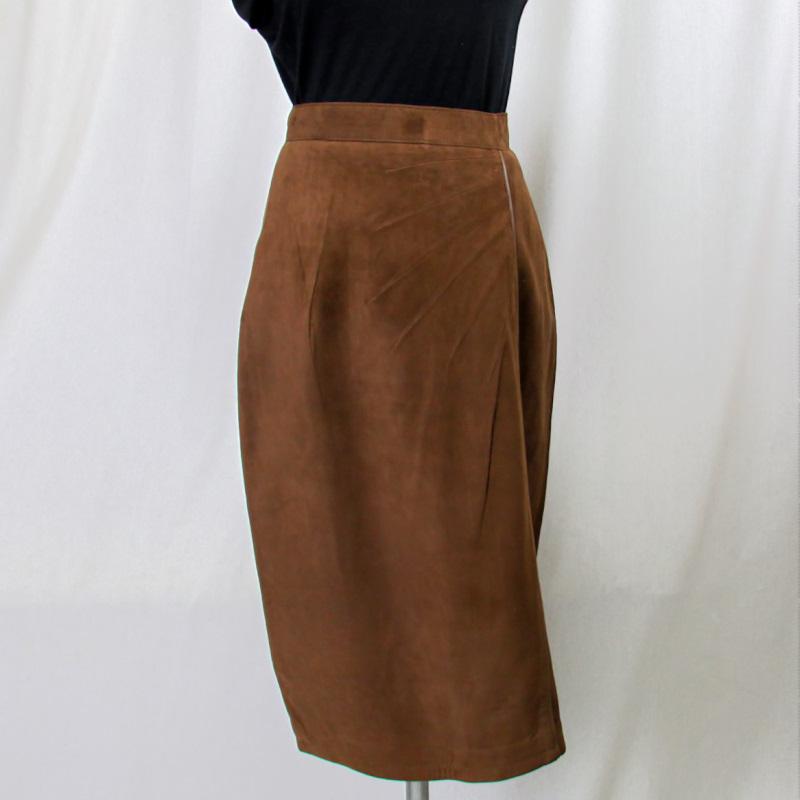 スペインラム/羊革/ロングタイトスカート/本革/シープスエード/リアル  