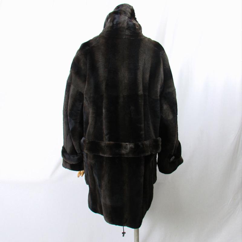 155　ロシアリス　ウィーゼル　シルク　フード付　リバーシブル　毛皮　コート 155 ロシアリス ウィーゼル シルク フード付 リバーシブル 毛皮 コート