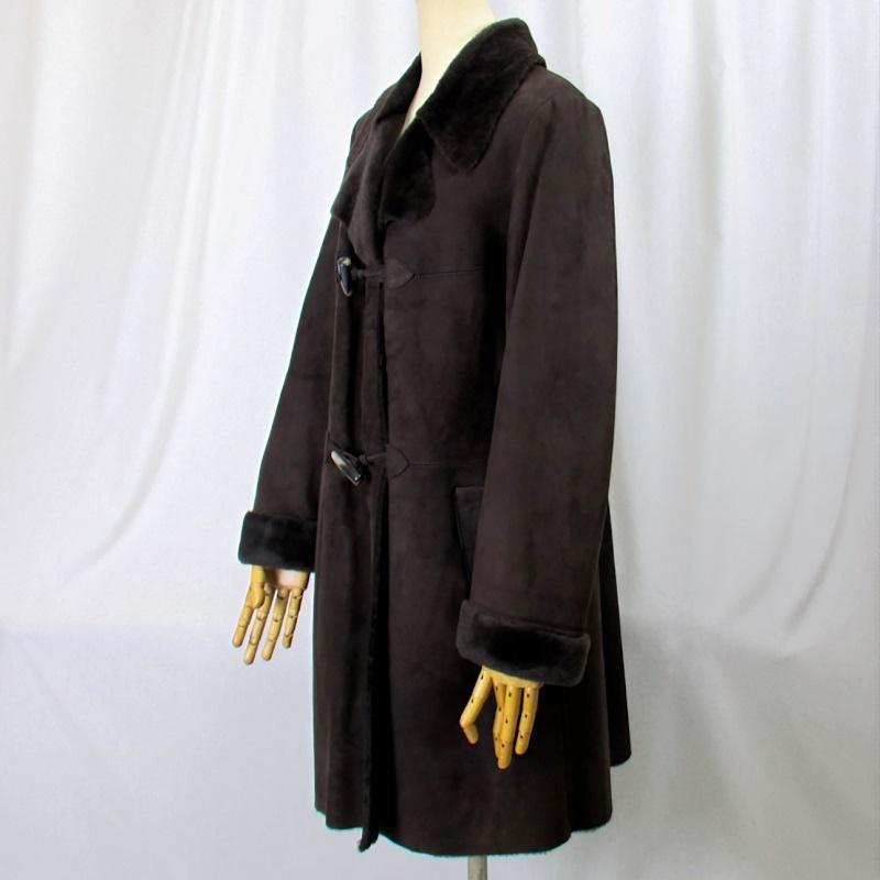 【高級・良品】ムートンコート オリヴィエリ 52 XL ブラック 毛皮/ムートン/メリノ羊/イタリア/OLIVIERI（オリヴィエリ