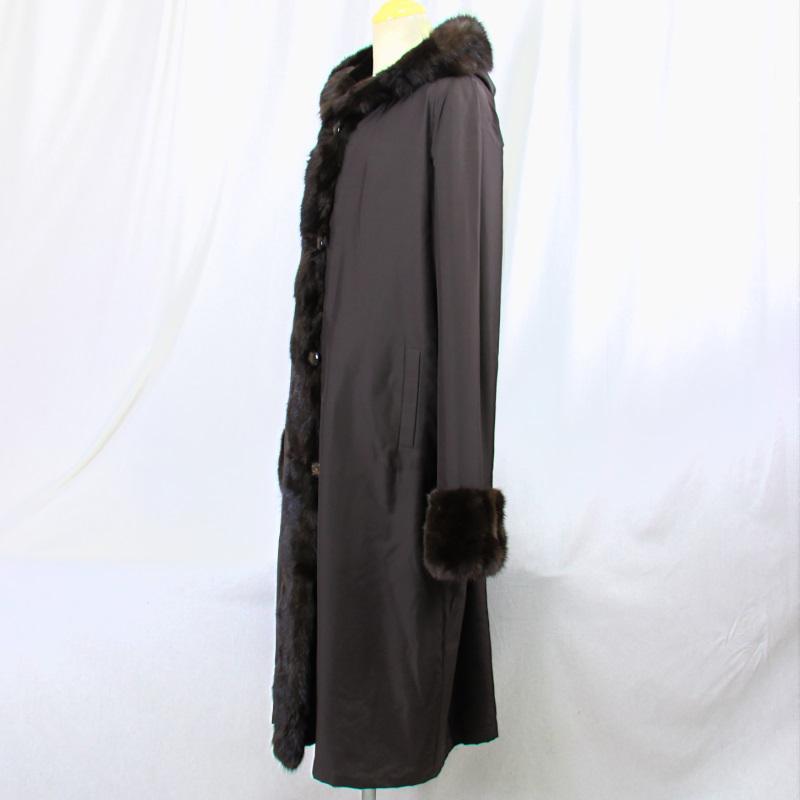 ウィーゼル　リバーシブル　ロングコート　毛皮 毛皮 /セーブル/ヴィーゼル/シルク100％ セーブルトリム リバーシブル