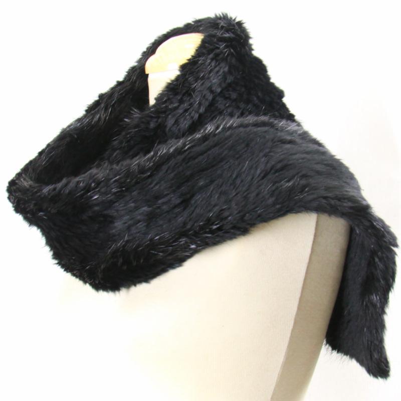 毛皮/ブラックミンク/ファー ニッティング ミンク マフラー リアル