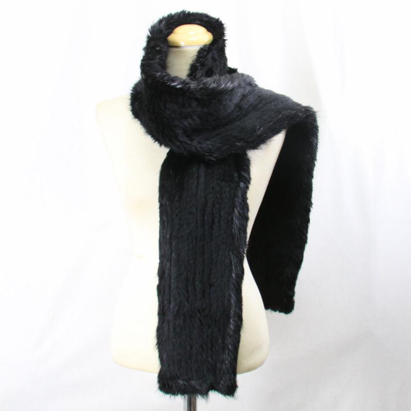 毛皮/ブラックミンク/ファー ニッティング ミンク マフラー リアル