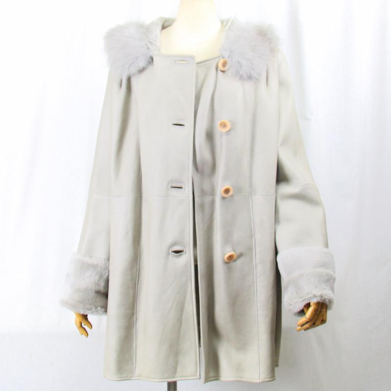 毛皮/ムートン/フォックス/羊革/ムートンコート/リアルファー フード付きムートンコート フォックストリミング/１枚革 ダブルフェイス |  | 08