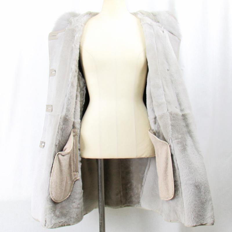 毛皮/ムートン/フォックス/羊革/ムートンコート/リアルファー フード付きムートンコート フォックストリミング/１枚革 ダブルフェイス |  | 09