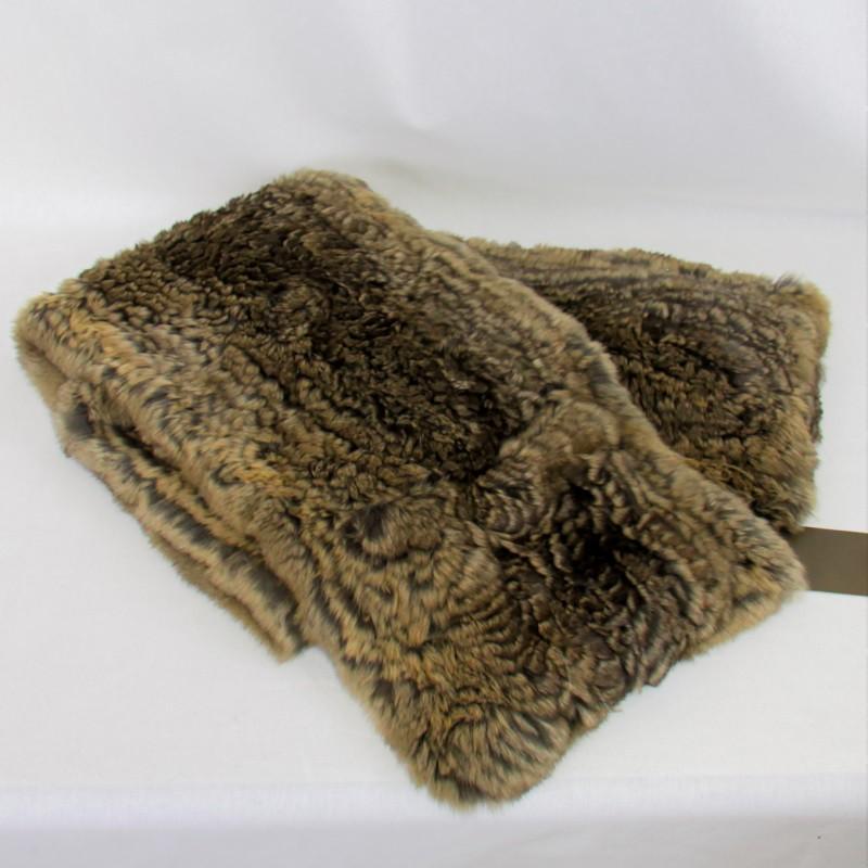 毛皮/チンチラ 柔らかい チンチラ 編み込み ポケット付き ストール