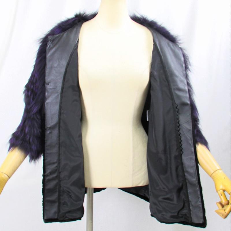 【美品】毛皮 本革 レザージャケット リバーシブル コート フォックスファー Oversized Real Fox Fur Collar with Genuine Sheepskin Leather