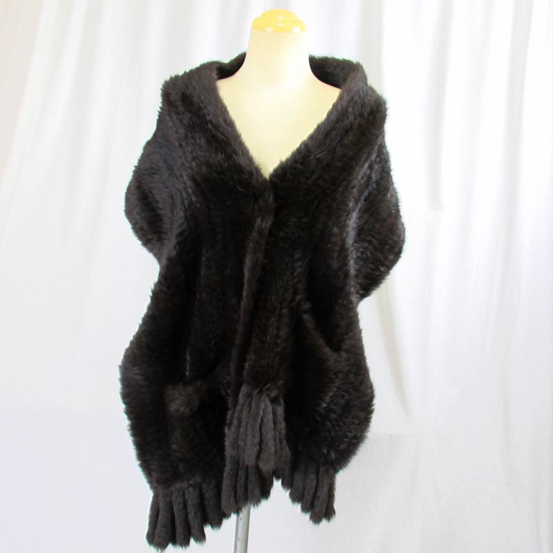 毛皮/ロシアンリス/ショール/ストール マフラー ポケット付 リアル  