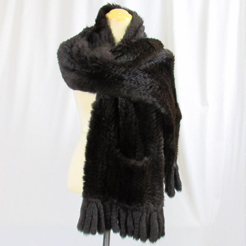 毛皮/ロシアンリス/ショール/ストール マフラー ポケット付 リアル  