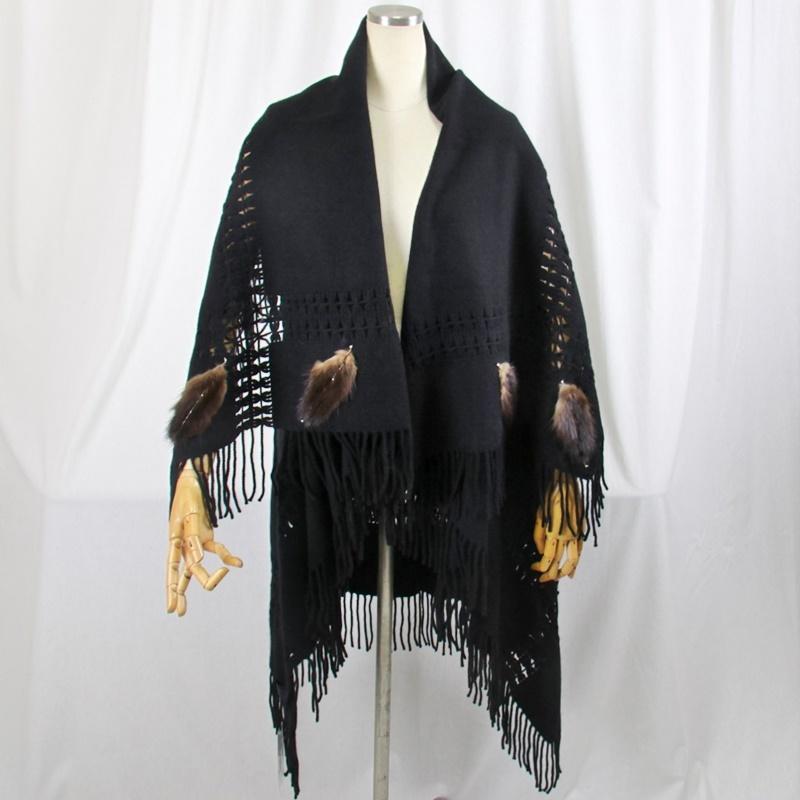 カシミヤ100％/毛皮/ミンク/ ストール マフラー ショール コサージュ  