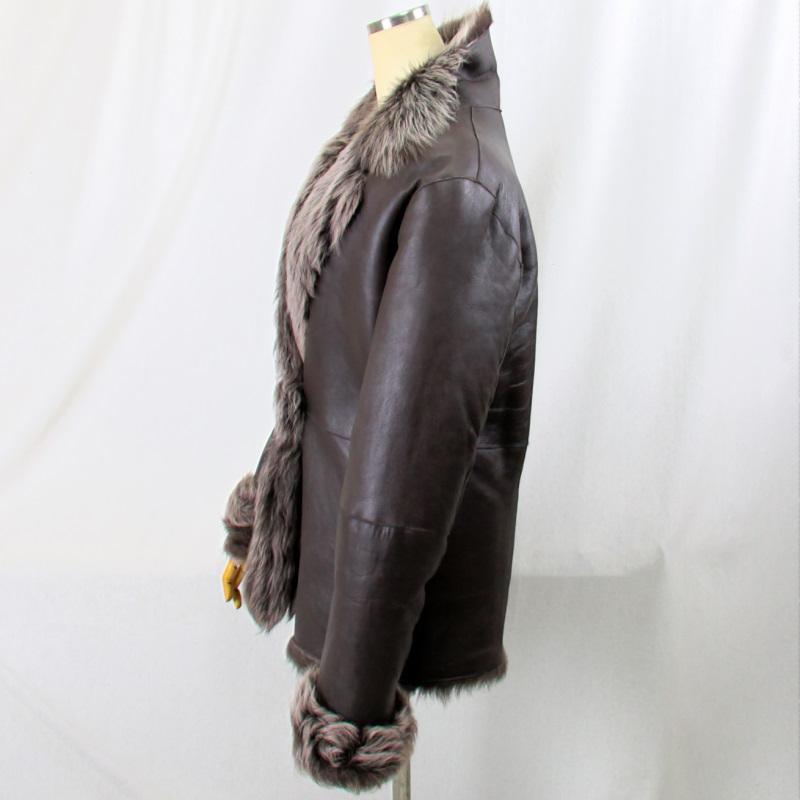 スペイン製　トスカーナムートン　レザージャケット　裏ボア　ファー　羊革　茶 スペイン製 トスカーナムートン レザージャケット 裏ボア ファー 羊革