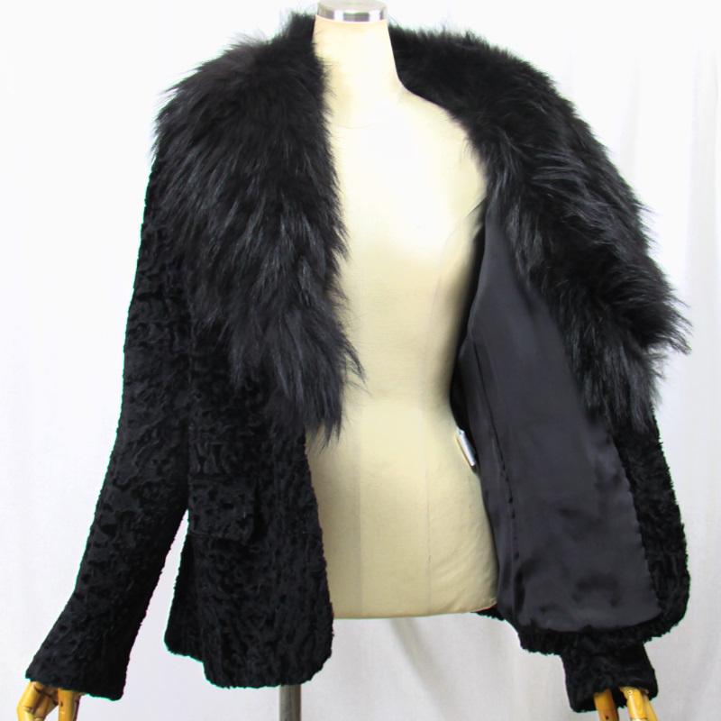 毛皮/羊革/アメリカンブロードテール/ラクーン/アメリカンブロードテールジャケット/リアルファー ラクーンカラージャケットの画像