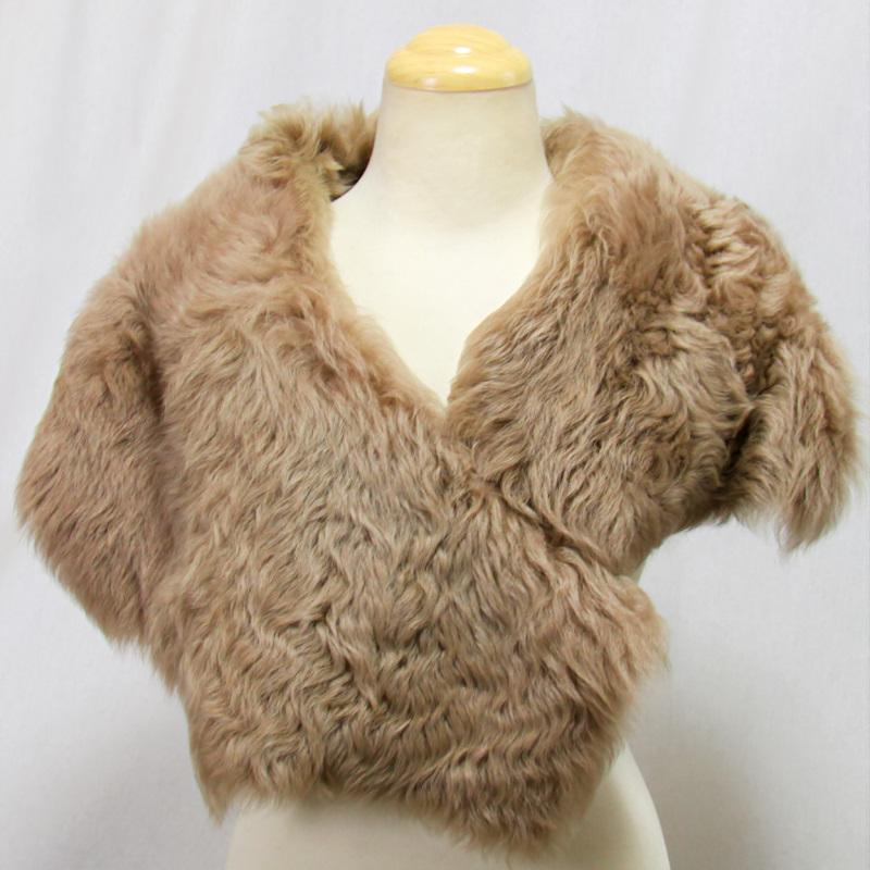 毛皮/ムートン/羊/ムートン（羊）ケープ ショール マフラー 1枚仕立て  