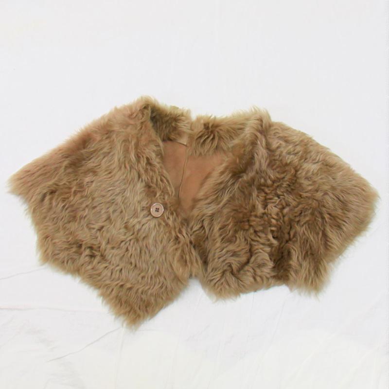 毛皮/ムートン/羊/ムートン（羊）ケープ ショール マフラー 1枚仕立て  