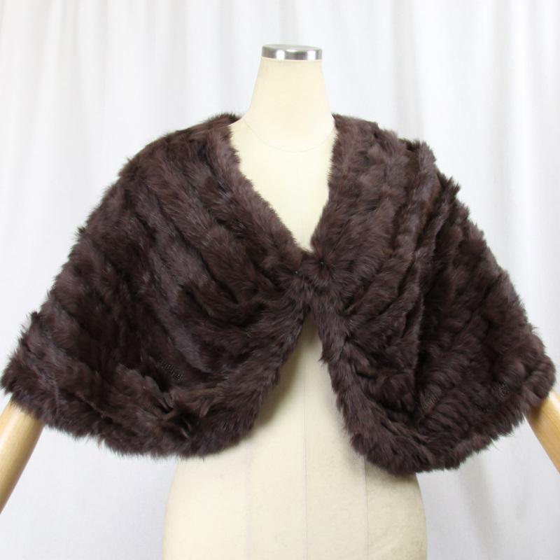ラビット　毛皮　ポンチョ ケープ　黒 毛皮/ラビット/ケープ/ポンチョ/リアルファー/ニッティング