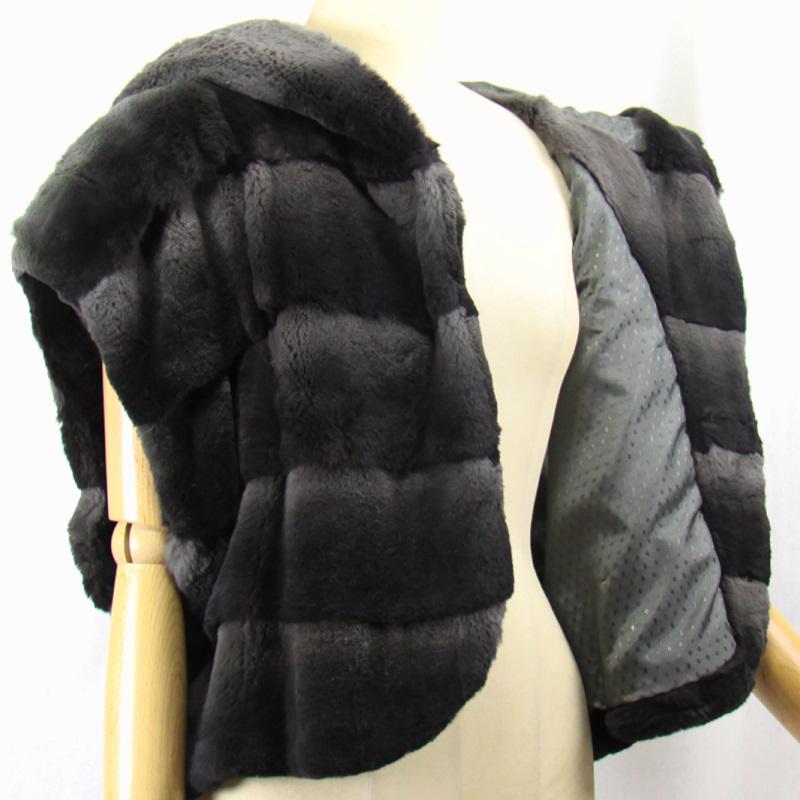 毛皮/レッキス/リアルファー/ レッキスラビット フード付ベスト