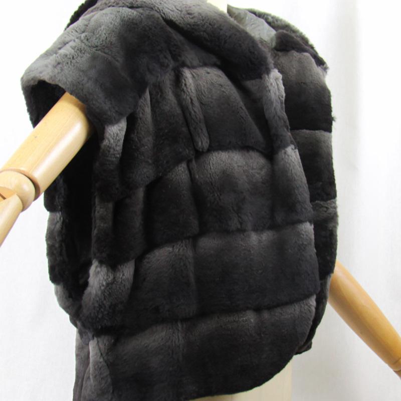 毛皮/レッキス/リアルファー/ レッキスラビット フード付ベスト