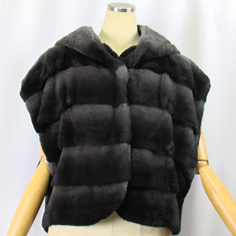 毛皮/レッキス/リアルファー/ レッキスラビット フード付ベスト