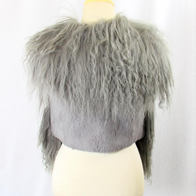 毛皮/ファー/チベットラム/羊革/シェアードラビット/ベスト/リアル