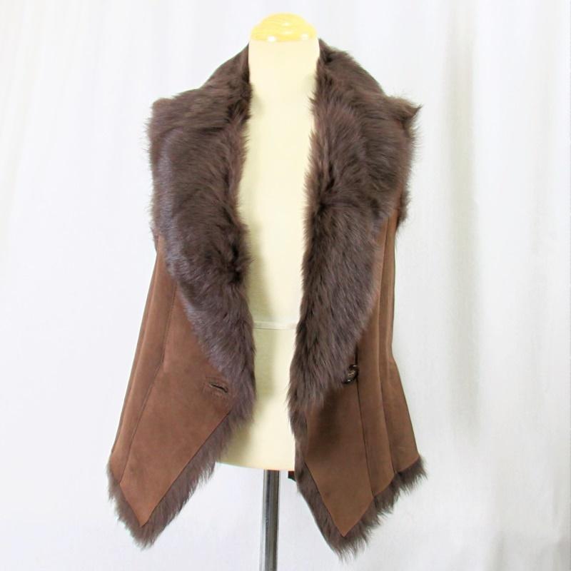 毛皮/ファー/ムートン/羊革/ムートンベスト/リアルファー  /１枚革 |  | 04