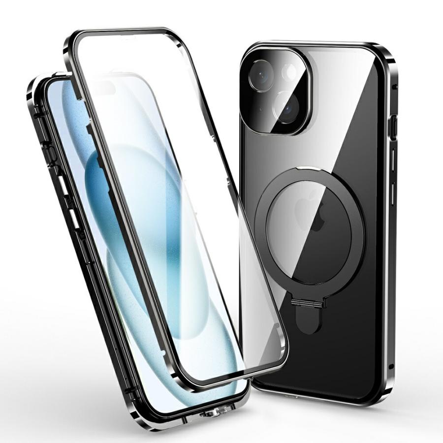 両面クリア MagSafe 対応 全面保護 iPhone16 16pro max 16plus iPhone15 15pro max iphone14 14pro iphone13 13pro 13promax  360度フルカバー リング スタンド |  | 11