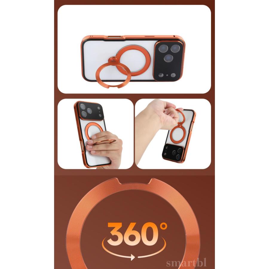 MagSafe対応 iPhone17/16/15/ ケース iphone 16 ケース  覗き見防止 スタンド一体型 護   回転リング付き リング付き   全面保護 フルカバー ケース | Apple | 03