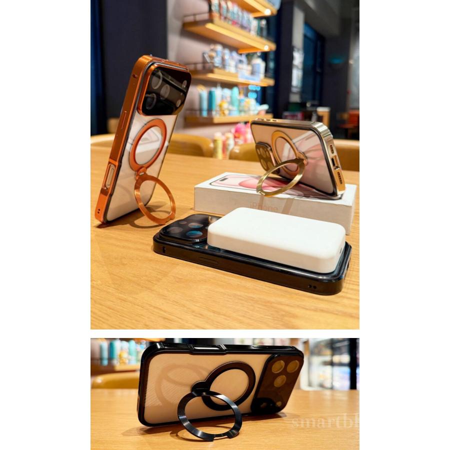 MagSafe対応 iPhone17/16/15/ ケース iphone 16 ケース  覗き見防止 スタンド一体型 護   回転リング付き リング付き   全面保護 フルカバー ケース | Apple | 08