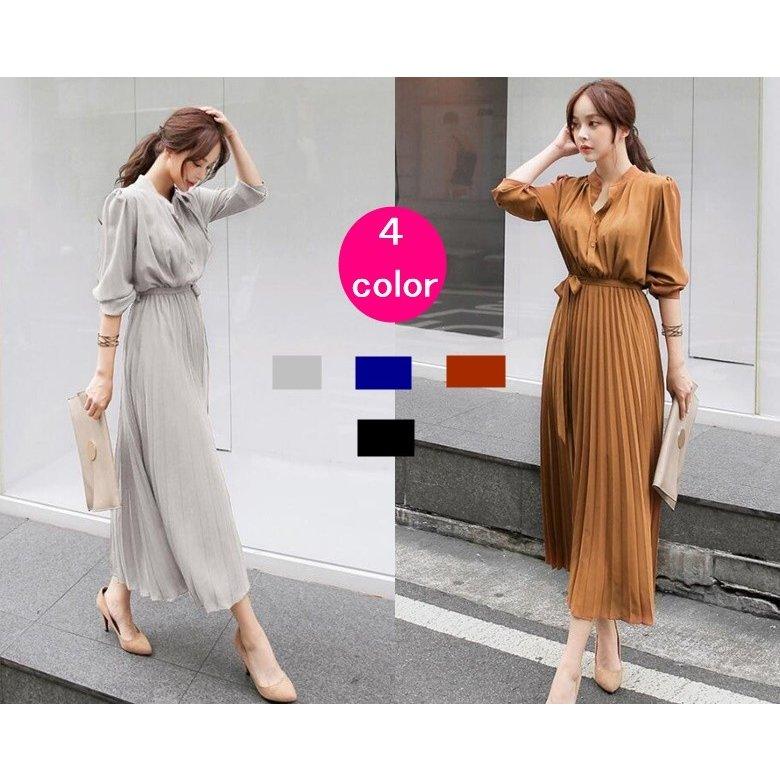 ワンピース レディース きれいめ フォーマルワンピース 春 秋 冬 ミディアム丈ワンピース ハイウエスト 長袖 Aラインワンピース 二次会 通勤 Ol 40代 着痩せ Smart Smileshop 通販 Yahoo ショッピング