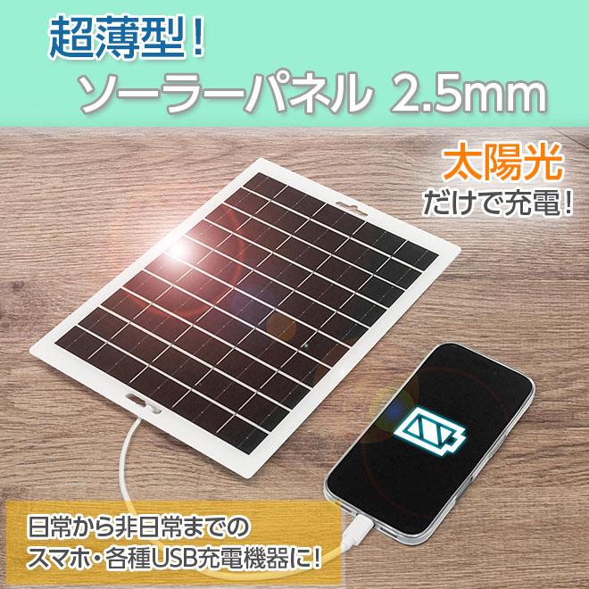ソーラーパネル充電器 2個セット 軽量 薄型 スマホ ソーラーパネル