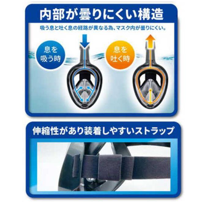 フルフェイス シュノーケルマスク カメラ装着可能 ワイドビュー