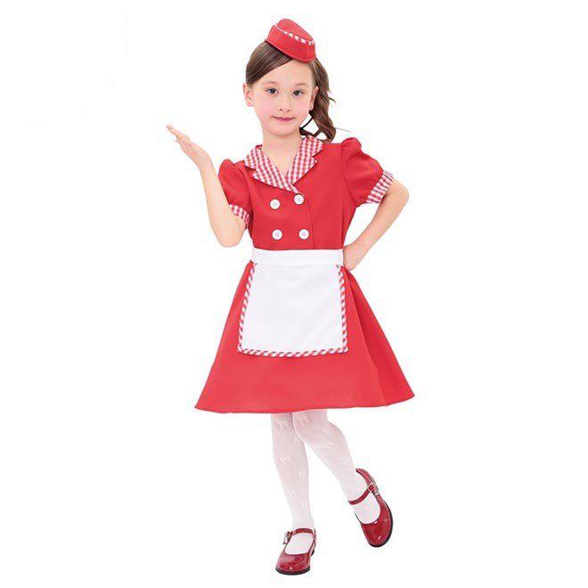 ハロウィン コスプレ レッド ダイナー ガール キッズ 100