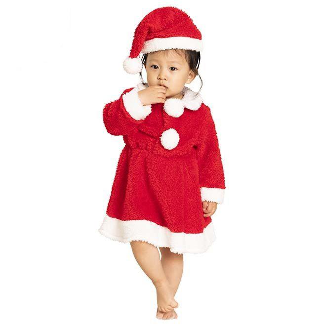 クリスマス コスプレ マシュマロサンタドレス ベビー 80cm 80サイズ 1歳 2歳 ワンピース 帽子 セット クリアストーン 女の子 自転車通販 スマートファクトリー 通販 Paypayモール