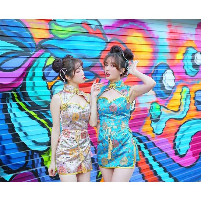 ハロウィン コスプレ チャイナ チャイナ服 花柄 マリームーン