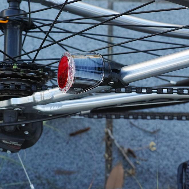 自転車 後ろ用 リア 反射 ライト テールライト 赤色 ソーラー 充電
