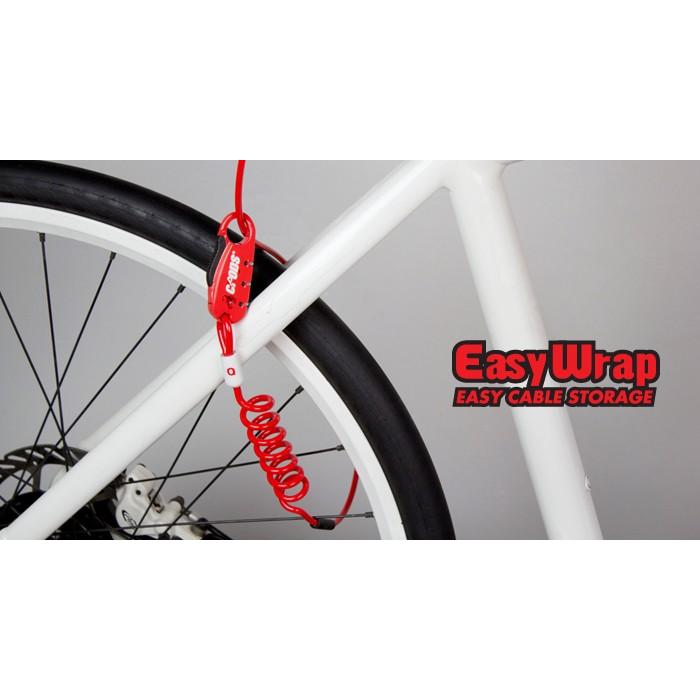 CROPS ダブルループワイヤーロック ホワイト CP-SPD07 自転車 ロック ワイヤー ストレート コイル ダイヤル 1800mm