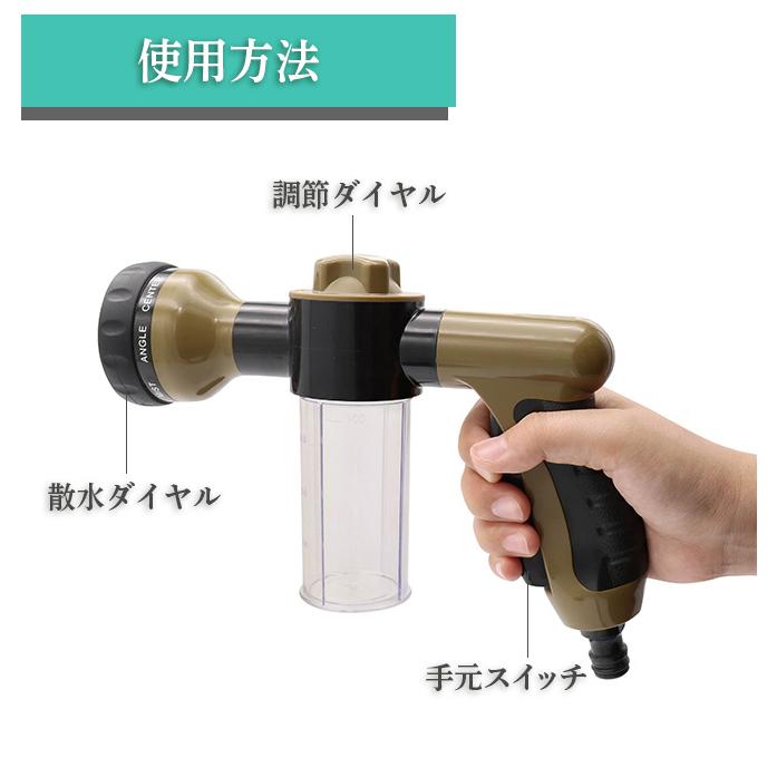 散水ノズル 泡タンク 水形8種類 前レバー 散水 ノズル 洗車