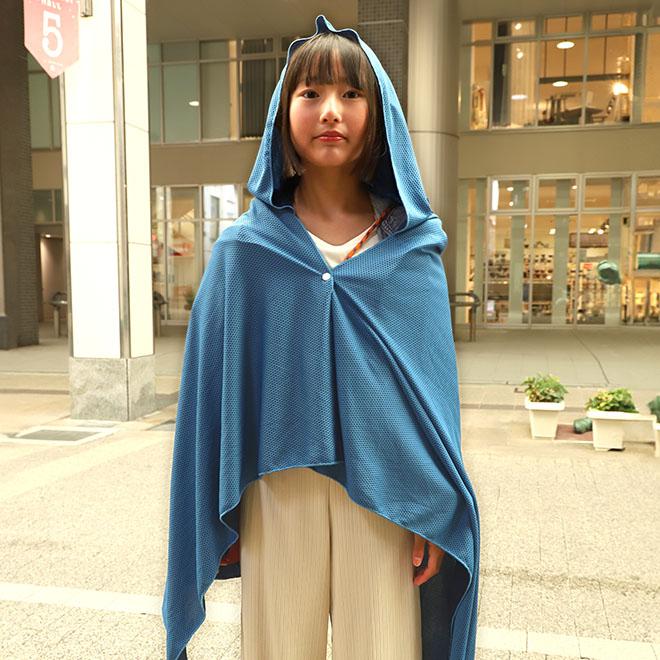 冷感ポンチョ ロングサイズ 冷感アイテム 熱中症対策 UVカット フード